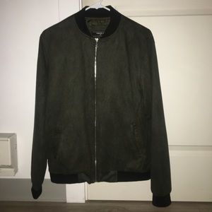 dark green faux suede bomber (only worn once)